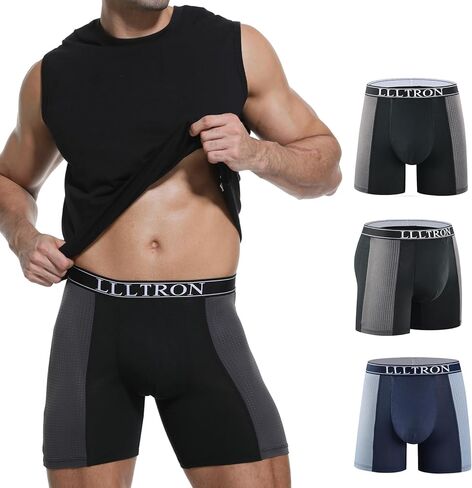 Men's Incontinence Underwear, Leak Proof Boxer Briefs Washable Reusable Incontinence Briefs for Daily Bladder Leakage 3 Pack (2Black+1Blue) in Kuwait
