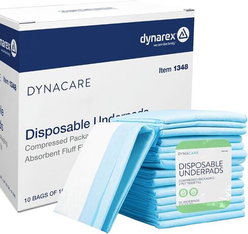 Dynarex Disposable Underpads, with Polymer, Medical-Grade Incontinence Bed Pads to Protect Sheets, 30" x 36" (105g), 1 Case of 100 Underpads (10 Boxes of 10) in Kuwait