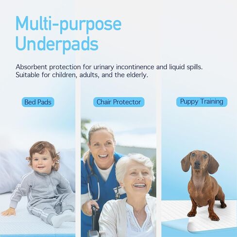 Dynarex Disposable Underpads, with Polymer, Medical-Grade Incontinence Bed Pads to Protect Sheets, 30" x 36" (105g), 1 Case of 100 Underpads (10 Boxes of 10) in Kuwait
