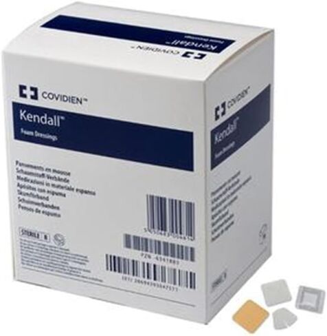 COVIDIEN Kendall Hydrophilic Foam Dressing, Foam Wound Dressing, 3.5x3 Inches, 10 Count in Kuwait