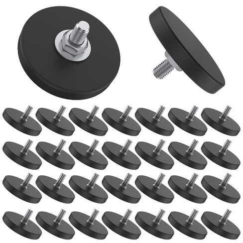 6 Pack Rubber Coated Magnets 1.69 Inch Magnetic Base with M6 Threaded Heavy Duty Rare Earth Round Anti-Scratch Neodymium Magnet Mounts for Rock Lights Bar Camera Mount Tool in Saudi Arabia
