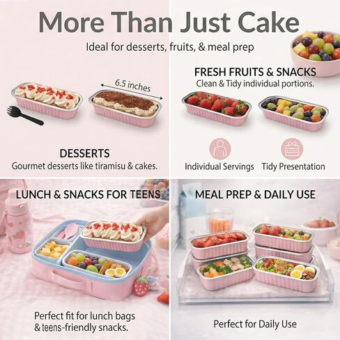 YQER 100 Pack Mini Cake Pans with Lids Spoons & 1 Piping Bag and Tips Set – 6.8oz Disposable Aluminum Foil Pink Mini Loaf Pans for Cake Tins, Baking, Gift & Parties in Saudi Arabia