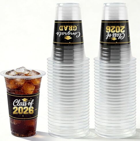 HongyiTime 50 Pack 16 oz Graduation Cups, Class of 2026 Graduates Disposable Tableware Set- Graduation Party Supplies & Favors in Saudi Arabia
