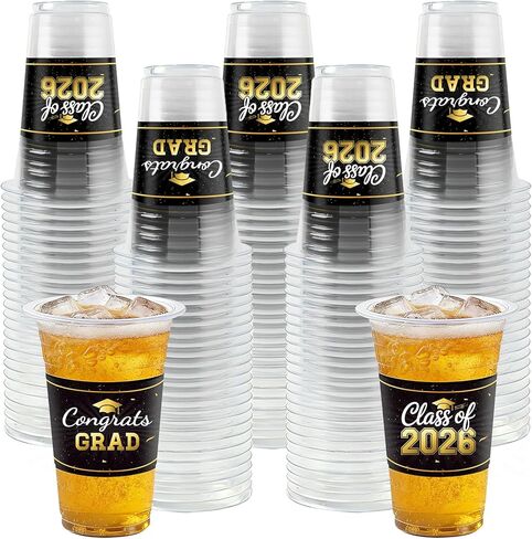 HongyiTime 50 Pack 16 oz Graduation Cups, Class of 2026 Graduates Disposable Tableware Set- Graduation Party Supplies & Favors in Kuwait