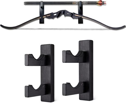 Bow Rack Wall Mount Wooden, Bow Hanger, Bow Rack Wall Mount, Bow Organizer Wooden, Universal Bow Holder, Archery Accessories Bow Longbow Shop Display Bow - Not Bow (Two layers) in Saudi Arabia