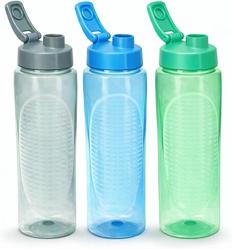 Plastic Water Bottles 24 oz 3 Pack Colors May Vary Flip Top BPA Free Reusable Sports Water Bottles for Gym Workout School Travel Daily Hydration in Kuwait