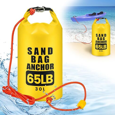 30L Sand Anchor Bag, 2 in 1 Waterproof Dry Bag for Small Boat, PWC Anchor Kit with Adjustable Buoy Compatible with Jetski, Kayak, Water Sports in Kuwait