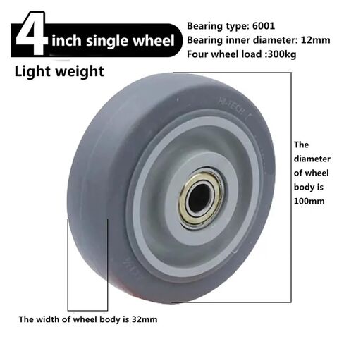 Pack of 4 4-inch TPR Swivel casters Gray Double-axis Silent wear-Resistant Wheel Diameter 100mm in Saudi Arabia