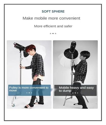 3-Pack 3-inch Photography Light Stand with Swivel casters, C-Shaped Stand, Studio Sleeve with Brake, Stainless Steel in Saudi Arabia