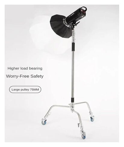 3-Pack 3-inch Photography Light Stand with Swivel casters, C-Shaped Stand, Studio Sleeve with Brake, Stainless Steel in Saudi Arabia