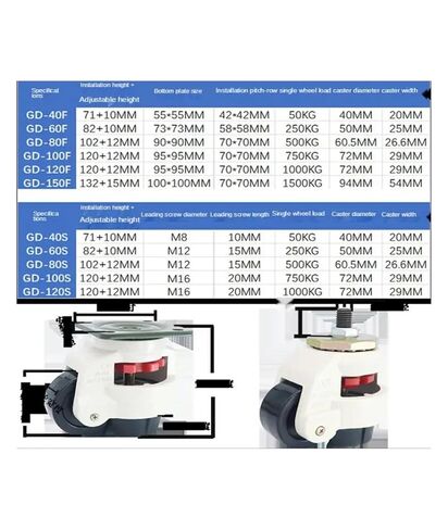 1 Piece Fuma Wheel GD-150F Universal Adjustable Caster Equipment Support Foot Aluminum Profile in Saudi Arabia