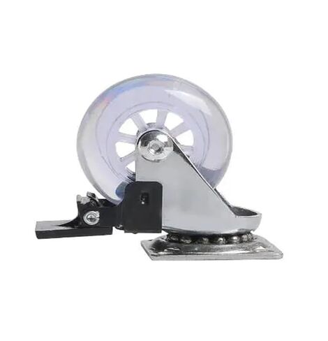 Pack of 4 2-inch casters PU Transparent Crystal Wheel with Brake Furniture Multi-Specification Cabinet Pull(2 Inch-Flat-Brake) in Kuwait