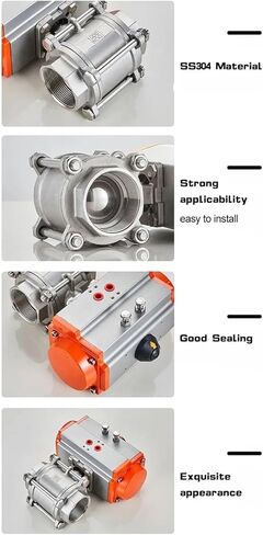 DN50 High Platform Pneumatic Actuator Ball Valve Stainless Steel 304 Double Acting Cylinder Actuator Ball Valve in Kuwait