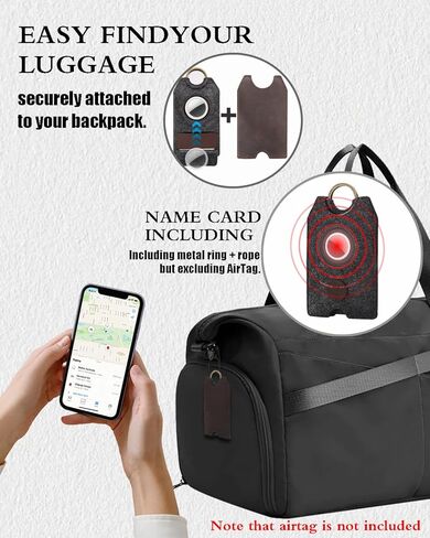 1 PCS Black Leather Luggage Tag,Airtag Luggage Tag Holder for Suitcases with String & Metal Ring,Mens Bag Tag Travel Tags with Protect Cover in Saudi Arabia