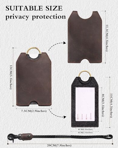1 PCS Black Leather Luggage Tag,Airtag Luggage Tag Holder for Suitcases with String & Metal Ring,Mens Bag Tag Travel Tags with Protect Cover in Saudi Arabia
