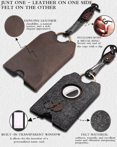 1 PCS Black Leather Luggage Tag,Airtag Luggage Tag Holder for Suitcases with String & Metal Ring,Mens Bag Tag Travel Tags with Protect Cover in Saudi Arabia