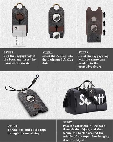 1 PCS Black Leather Luggage Tag,Airtag Luggage Tag Holder for Suitcases with String & Metal Ring,Mens Bag Tag Travel Tags with Protect Cover in Saudi Arabia