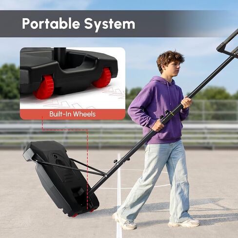 PEXMOR 5.05-8.53FT Portable Basketball Hoop, Adjustable to Any Height Easily, 33" Backboard for Teenagers, with Fillable Base & Wheels, Basketball Goal for Outdoor, Indoor, Backyard, Driveway in Kuwait