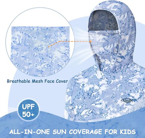 Palmyth Boys UPF 50+ Fishing Sun Hoodie with Integrated Face Mask Sun Protection Quick-Dry Youth Long Sleeve Shirt in Saudi Arabia