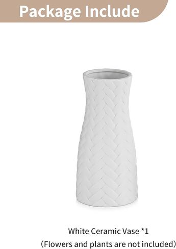 NUPTIO White Ceramic Flower Vase: 7.9" Tall Unglazed Pampas Grass Vases for Building Block Flowers - Modern Decorative Table Centerpiece for Home Living Dining Room Kitchen Decor in Saudi Arabia