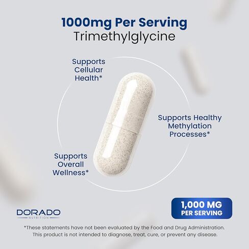 مكمل TMG Trimethylglycine 1000 مجم لكل جرعة (كمية تكفي لمدة 3 أشهر) - مكملات TMG للتحكم في الهوموسيستين - مثل البيتين اللامائي - نباتي، تم اختباره بواسطة طرف ثالث وغير معدل وراثيًا - صنع في الولايات المتحدة الأمريكية - (180 كبسولة) in Kuwait