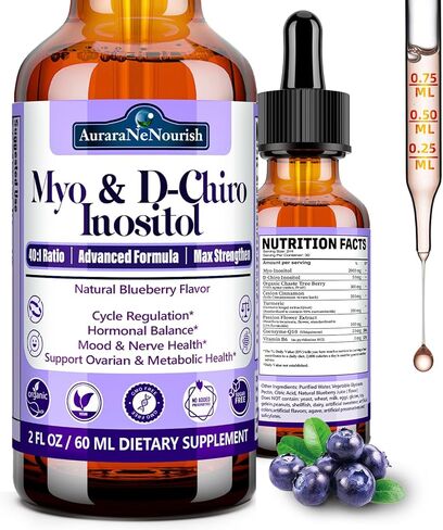 مكمل Myo-Inositol وD-Chiro Inositol للنساء، نسبة 40:1 تدعم توازن الهرمونات والمبيض مع. توت شجرة العفة العضوية، قرفة سيلان لتنظيم الدورة الصحية، المزاج، الأعصاب in Kuwait