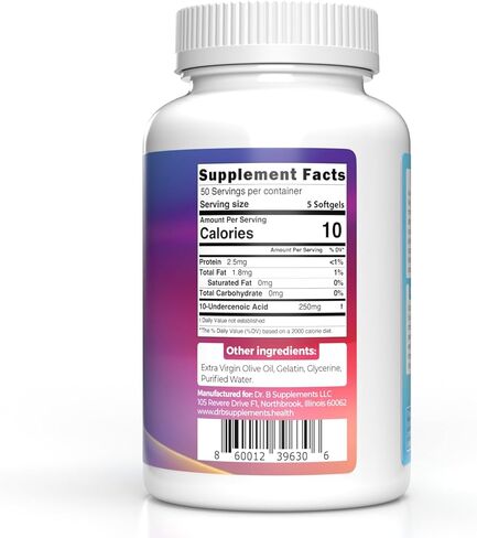 Undecylenic Acid - 250 mg Formerly SF722 Fatty Acid to Support a Healthy Balance of Gut and Vaginal Flora - Dr. B Supplements - 250 SoftGel Capsule - 50 Servings in Kuwait