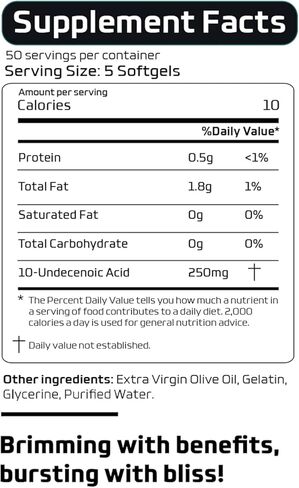 Undecylenic Acid - 250 mg Formerly SF722 Fatty Acid to Support a Healthy Balance of Gut and Vaginal Flora - Dr. B Supplements - 250 SoftGel Capsule - 50 Servings in Kuwait