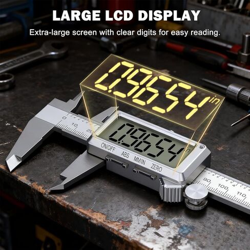 HDLNKAK 6"/150mm Rechargeable Digital Caliper, Inch/MM Conversion Caliper Measuring Tool with Large LCD Screen, Stainless Steel Caliper Tool for DIY/Household/3D-printing. in Kuwait