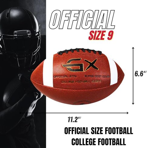 Official Size 9 Football, 2000 Series Collection, Premium Leather Construction, American Football with Ball Pump, College Regulation Size in Kuwait