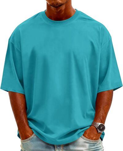 Mens T-Shirts Short Sleeve Crew Neck Men T Shirts Lightweight Oversized Tee Solid Color Casual Tops in Saudi Arabia