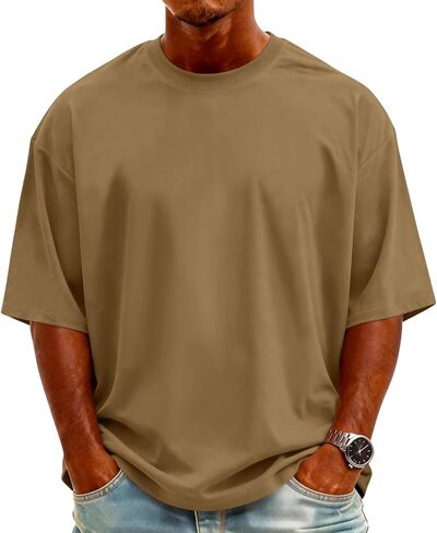 Mens T-Shirts Short Sleeve Crew Neck Men T Shirts Lightweight Oversized Tee Solid Color Casual Tops in Kuwait