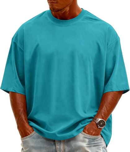 Mens T-Shirts Short Sleeve Crew Neck Men T Shirts Lightweight Oversized Tee Solid Color Casual Tops in Saudi Arabia