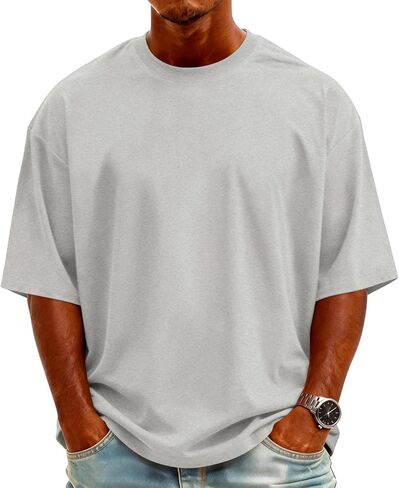 Mens T-Shirts Short Sleeve Crew Neck Men T Shirts Lightweight Oversized Tee Solid Color Casual Tops in Saudi Arabia