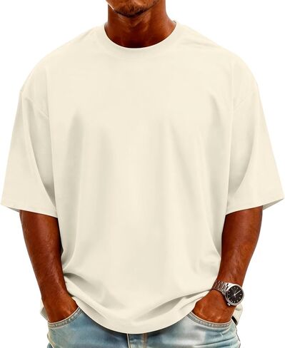 Mens T-Shirts Short Sleeve Crew Neck Men T Shirts Lightweight Oversized Tee Solid Color Casual Tops in Saudi Arabia