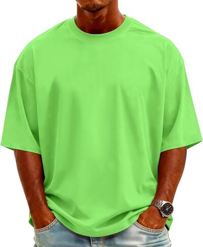 Mens T-Shirts Short Sleeve Crew Neck Men T Shirts Lightweight Oversized Tee Solid Color Casual Tops in Saudi Arabia