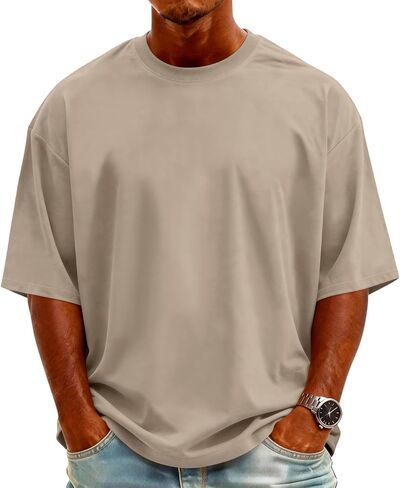 Mens T-Shirts Short Sleeve Crew Neck Men T Shirts Lightweight Oversized Tee Solid Color Casual Tops in Saudi Arabia