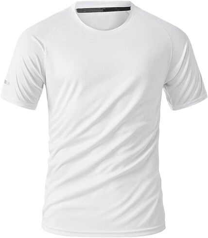 Workout Shirts for Men Short Sleeve Breathable Shirts Moisture Wicking T Shirt Athletic Running Shirts Solid Color Swim Top in Kuwait