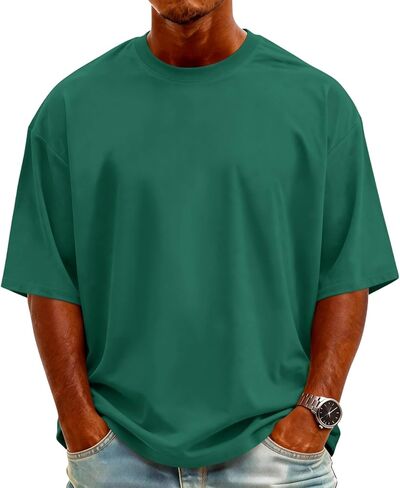 Mens T-Shirts Short Sleeve Crew Neck Men T Shirts Lightweight Oversized Tee Solid Color Casual Tops in Saudi Arabia
