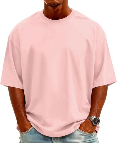 Mens T-Shirts Short Sleeve Crew Neck Men T Shirts Lightweight Oversized Tee Solid Color Casual Tops in Saudi Arabia