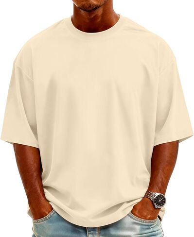 Mens T-Shirts Short Sleeve Crew Neck Men T Shirts Lightweight Oversized Tee Solid Color Casual Tops in Saudi Arabia