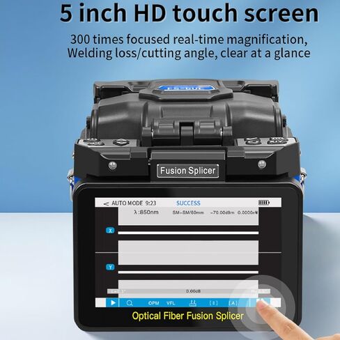 Luocute Fiber Splicer، جهاز ربط الألياف الضوئية اليدوي الكامل شبه التلقائي من الألياف الضوئية مع شاشة لمس سعوية 5 بوصة، 6 محرك محاذاة تلقائية لـ FTTH MM DS NZDS (قابس أمريكي AC100-240V) in Kuwait