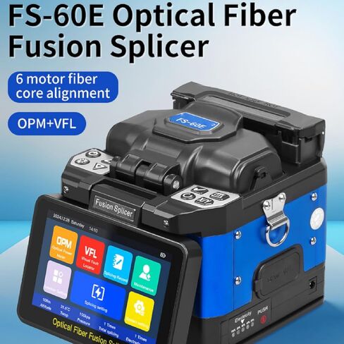 Luocute Fiber Splicer، جهاز ربط الألياف الضوئية اليدوي الكامل شبه التلقائي من الألياف الضوئية مع شاشة لمس سعوية 5 بوصة، 6 محرك محاذاة تلقائية لـ FTTH MM DS NZDS (قابس أمريكي AC100-240V) in Kuwait