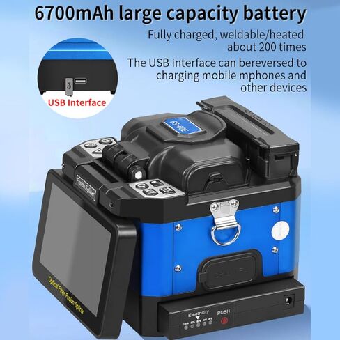 Luocute Fiber Splicer، جهاز ربط الألياف الضوئية اليدوي الكامل شبه التلقائي من الألياف الضوئية مع شاشة لمس سعوية 5 بوصة، 6 محرك محاذاة تلقائية لـ FTTH MM DS NZDS (قابس أمريكي AC100-240V) in Kuwait