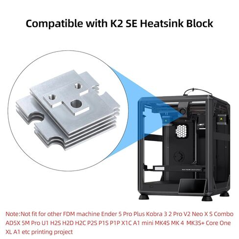 FYSETC استبدال كتلة غرفة التبريد Hotend لـ K2-SE: رأس الطباعة المبرد المعدني الفضي الأصلي لرأس الطباعة الطارد الساخن لأنبوب الحلق جزء التبريد غير مناسب لطابعات Creality K1C K1 Max ثلاثية الأبعاد in Kuwait