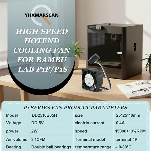 3 عبوات من مروحة تبريد Hotend 2510 لمروحة Bambu Lab P1P/P1S لمختبر P1P/P1S طابعة ثلاثية الأبعاد مروحة تبريد سخان سيراميك Hotend، DC5V 0.2 A 15000 ± 10% دورة في الدقيقة in Kuwait