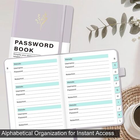 دفتر كلمة المرور المبسطة مع علامات تبويب أبجدية ، كتاب حارس مرمى كلمة المرور لكبار السن ، دفتر ملاحظات كلمة المرور غير المؤرخة المنظمة لتفاصيل تسجيل الدخول إلى عنوان الإنترنت ، 4.3 "x5.7" ، أسود in Kuwait