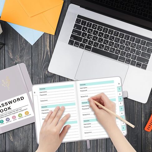 دفتر كلمة المرور المبسطة مع علامات تبويب أبجدية ، كتاب حارس مرمى كلمة المرور لكبار السن ، دفتر ملاحظات كلمة المرور غير المؤرخة المنظمة لتفاصيل تسجيل الدخول إلى عنوان الإنترنت ، 4.3 "x5.7" ، أسود in Kuwait
