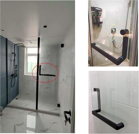Bathroom Glass Door Handle Stainless Steel Replacement Parts Push and Pull Bar Shower Door Handle for Office Hotel (Size : 300mm+450mm) in Kuwait