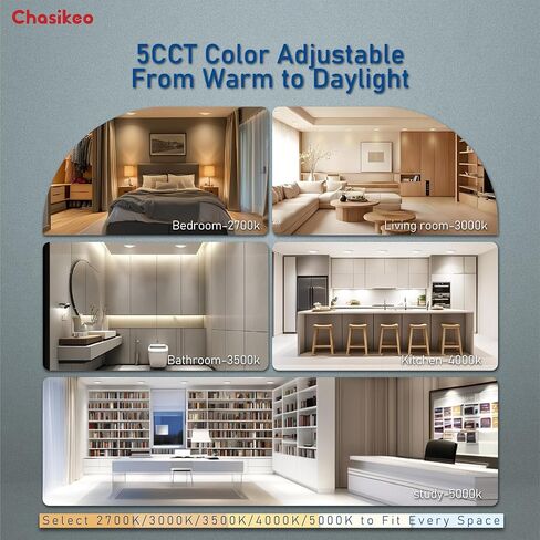 12 Pack 6 Inch LED Disk Lights, Dimmable Flush Mount Ceiling Disc Lights, 2700K/3000K/3500K/4000K/5000K 5CCT Selectable, 14.8W, 1150LM, UL/FCC/Energy Star, Installs with J-Box or Recessed Can in Kuwait